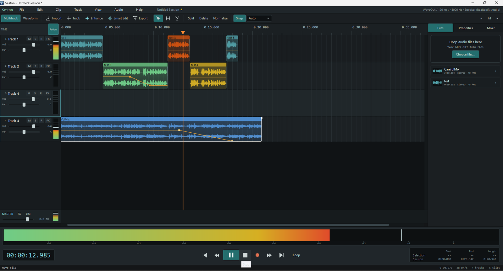 The Seston multitrack window